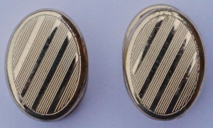 Vintage Oval Gold Plated Striped Cufflinks circa 1930s